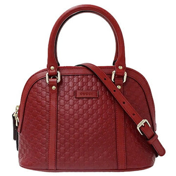 GUCCI Bag Women's Handbag Shoulder 2way Micro GG Shima Leather Red 449654 Crossbody