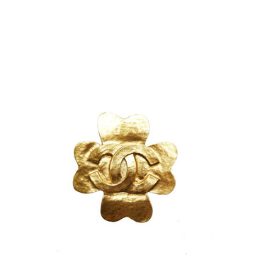 CHANEL decacoco clover brooch gold plated ladies