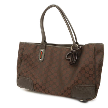 GUCCI tote bag Sherry line GG nylon 293592 brown silver hardware ladies