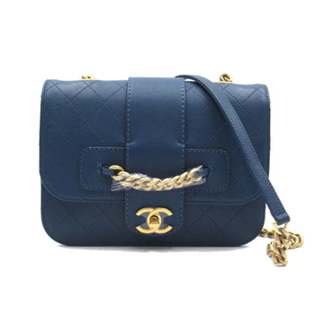 CHANEL ChainShoulder Blue leather