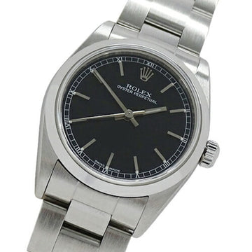 ROLEX Oyster Perpetual 77080 A watch boys automatic winding AT stainless steel SS silver black polished
