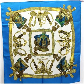 HERMES Scarf Muffler Carre 90 GRAND UNIFORME Magnificent Uniform Blue  Women's