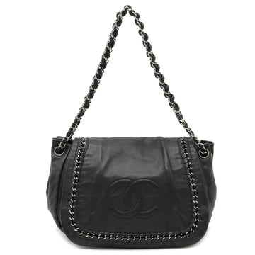 CHANEL luxury line here mark shoulder bag chain leather black