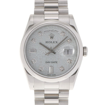 Rolex Day Date 10P Diamond 118206A Men's PT Watch Automatic Winding Ice Blue Computer Dial