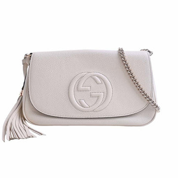 GUCCI Soho Interlocking G Leather Chain Shoulder Bag 536224 Ivory Ladies