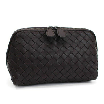 BOTTEGA VENETA Intrecciato Pouch Leather Dark Brown  Ladies