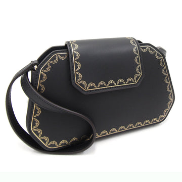 Cartier Shoulder Bag Garland de L1002227 Black Calf Leather Women's Mini