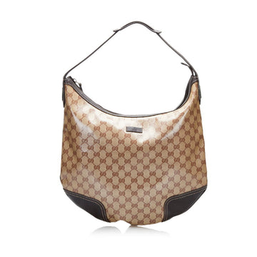 GUCCI GG Crystal One Shoulder Bag Handbag 293596 Beige Brown PVC Leather Ladies