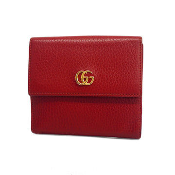 GUCCI[3ae5125] Auth  Bifold Wallet GG Marmont 456122 Leather Red Gold metal