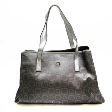 Salvatore Ferragamo Shoulder Bag Tote Gantini Silver PVC Leather a1816c