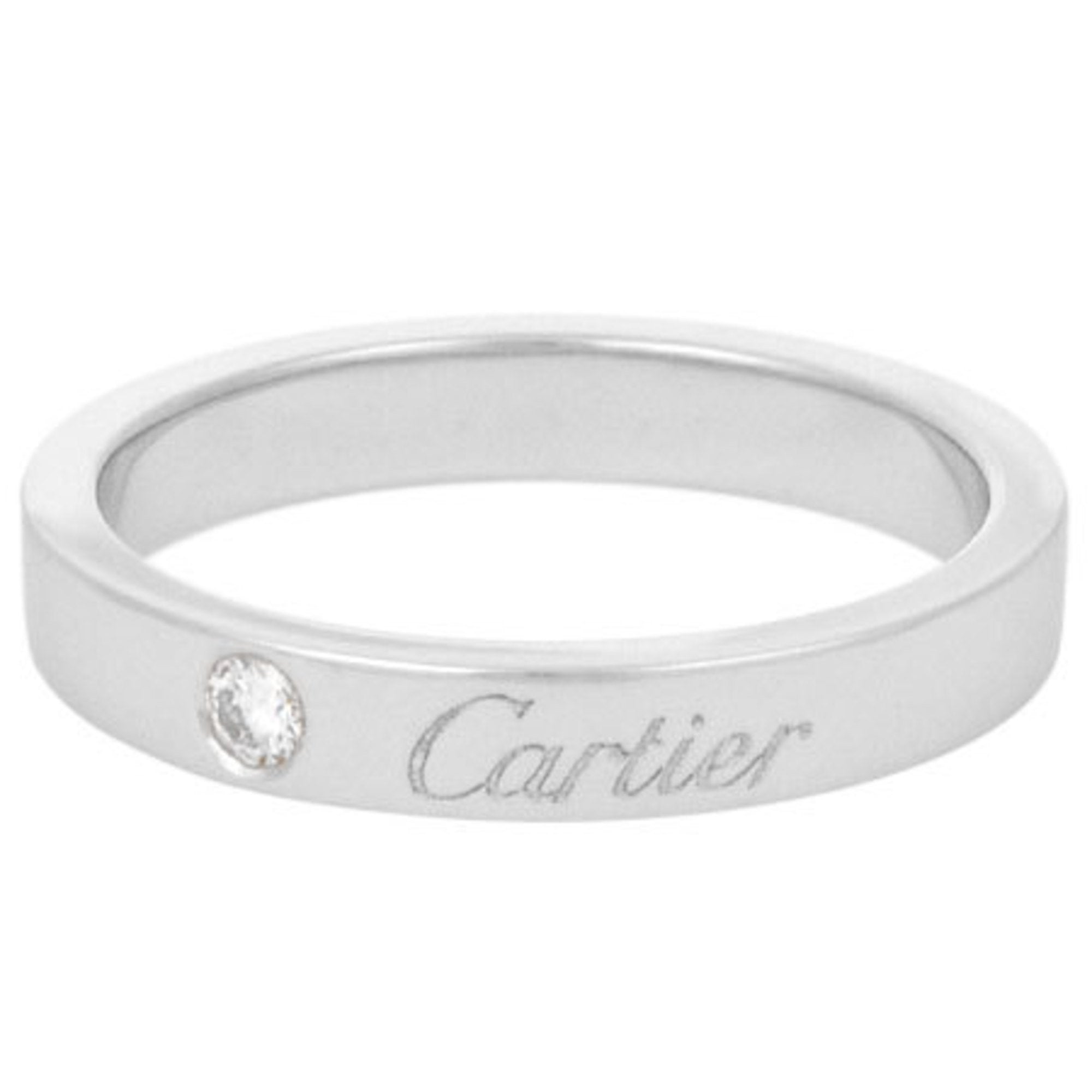 Cartier C de Diamond Engraved Wedding Ring Pt950 50 B4051300