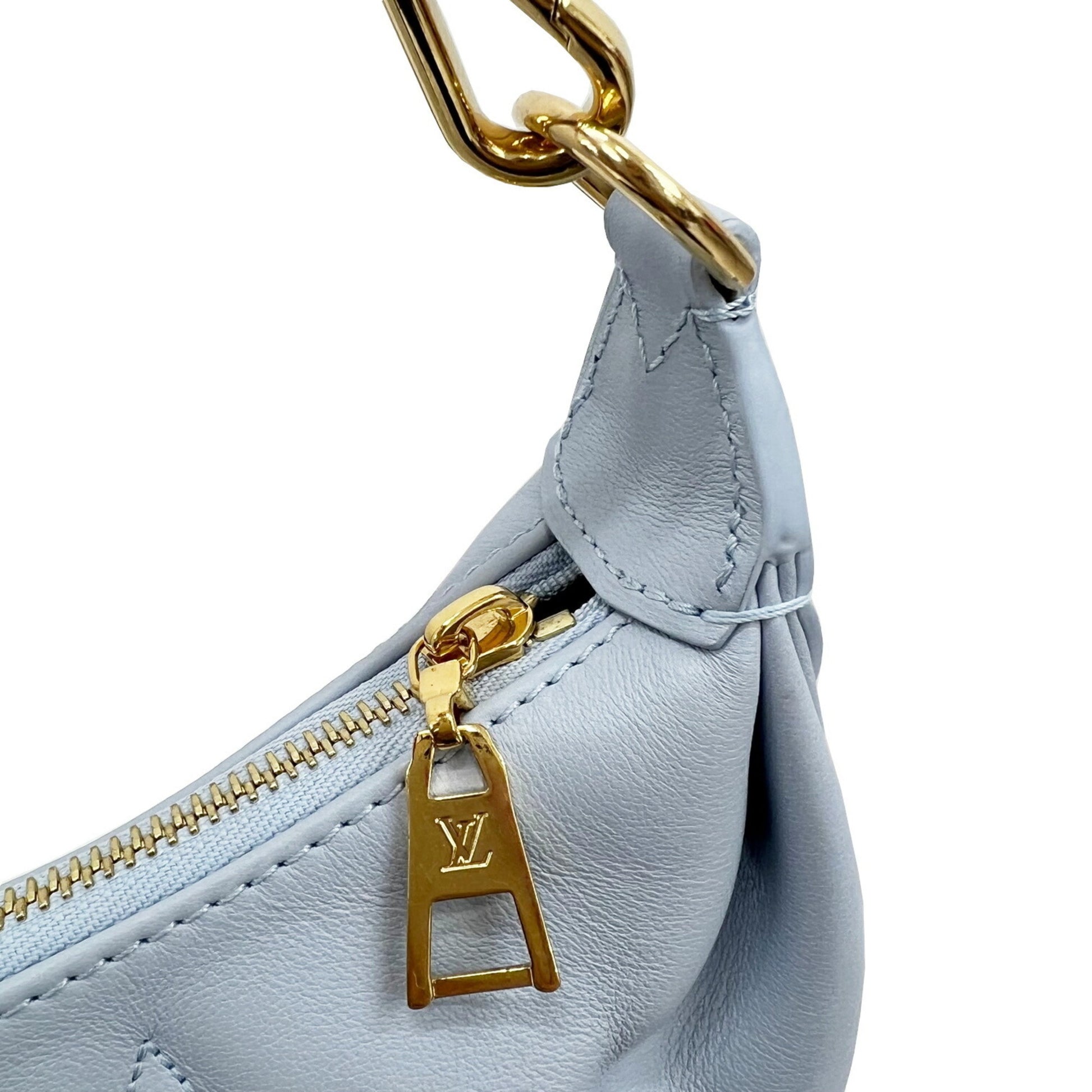 Authenticated Used LOUIS VUITTON Louis Vuitton Over The Moon M59825 RFID IC  Chip Blue Glacier Calf Leather New Current Women's Men's Crescent Hobo