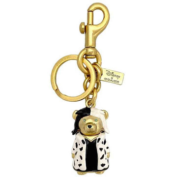 COACH Keychain Gold White Black Cruella Disney CC343 Collaboration GP  Bear Key Ring Charm 101 Dalmatians Villains Character