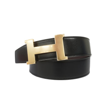 HERMESAuth  Constance Belt In U-stamped Togo/Boxcalf With Gold Hardware Black