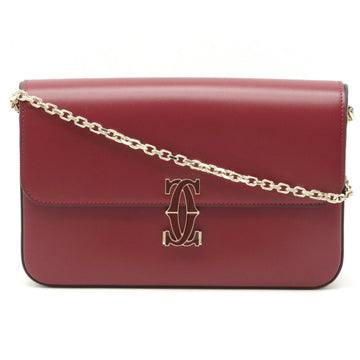 Cartier double C de chain bag shoulder leather cherry red L1002305