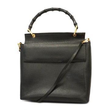 GUCCIAuth  Bamboo 2way Bag 001 1886 Women's Leather Handbag,Shoulder Bag Black