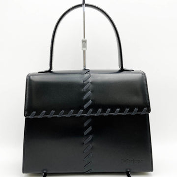 YVES SAINT LAURENT handbag stitch handheld bag black leather ladies fashion