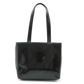 CHANEL tote bag shoulder enamel patent leather black