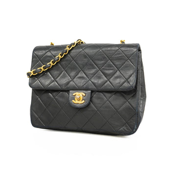 Chanel Shoulder Bag Matelasse Single Chain Lambskin Black Gold Metal