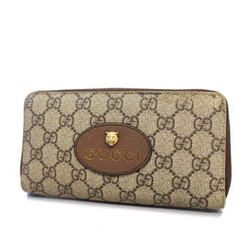 GUCCIAuth  GG Supreme Long Wallet Gold Metal Fittings 473953 Beige,Yellow