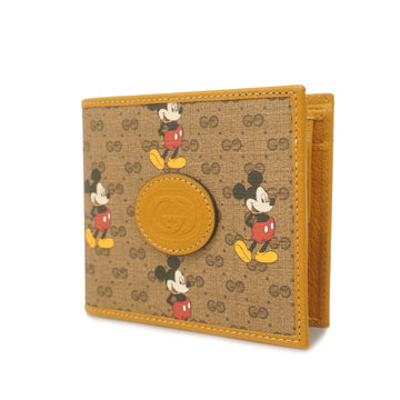 GUCCIAuth  Micro GG Bifold Wallet Disney Collaboration Gold Hardware Beige