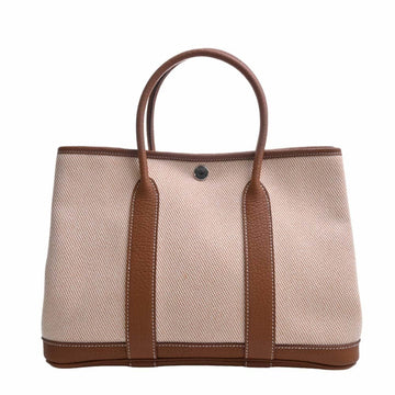 HERMES Toile Ash Country Garden TPM Handbag Brown Women's