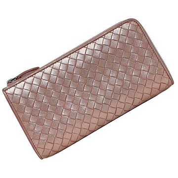 Bottega Veneta L-shaped long wallet metallic pink 338137 leather BOTTEGA VENETA ladies