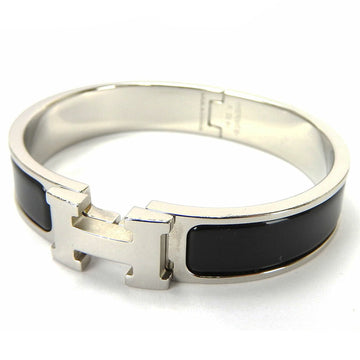 HERMES bracelet bangle click H crack black silver enamel accessory ladies  accessories