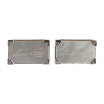 LOUIS VUITTON Bouton de Manchette Senior Tulle Cufflinks M65738 Silver 925 Shell White Mother of Pearl with Damier Case