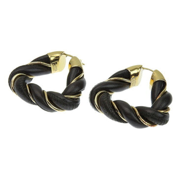 BOTTEGA VENETA SV925 Leather Twist Triangle Earrings Black Women's