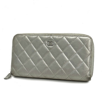 CHANEL Long Wallet Matelasse Lambskin Silver Hardware Women's