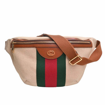 GUCCI Canvas Belt Bag Waist 575082 Beige/Brown Women's