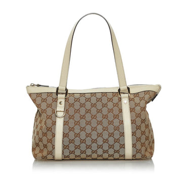 Gucci GG Canvas Abbey Handbag Tote Bag 141470 Beige Leather Ladies GUCCI