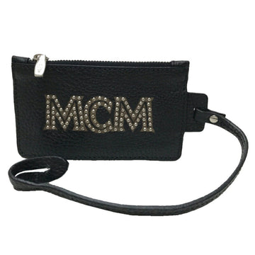 MCM coin case purse leather studs black women's men's wallet