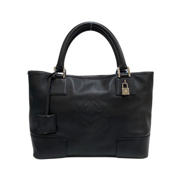 LOEWE Justa Anagram Logo Leather Genuine Handbag Mini Tote Bag Black