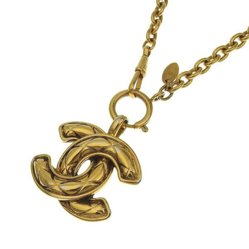 CHANEL Matelasse Coco Mark Chain Necklace Gold Women's