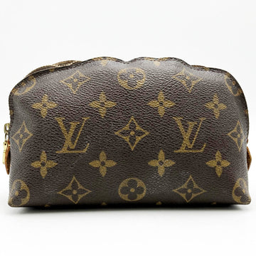 LOUIS VUITTON Pochette Cosmetic Monogram Pouch Accessory Case Brown PVC Women Men M47515 USED