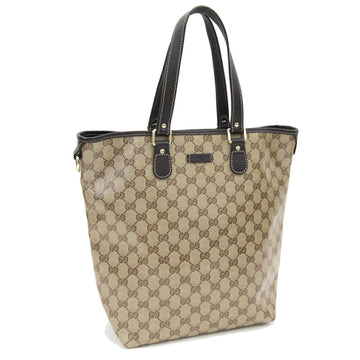 GUCCI tote bag GG crystal 265693 dark brown beige PVC leather ladies