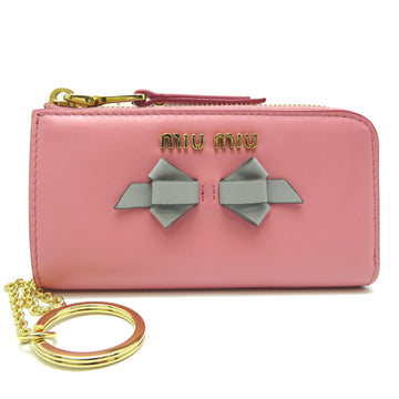 MIU MIU Miu Key & Coin Case with Ribbon Ladies 5PP026 Calf Pink