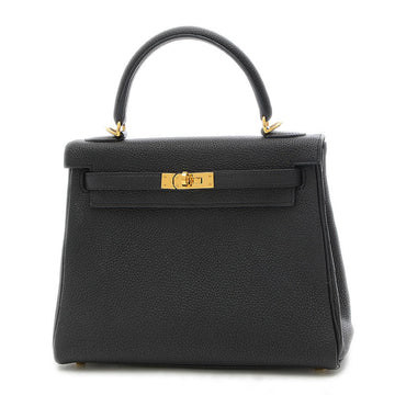 Hermes Kelly 25 Inner Stitch Togo Black Handbag Gold Hardware U Engraved