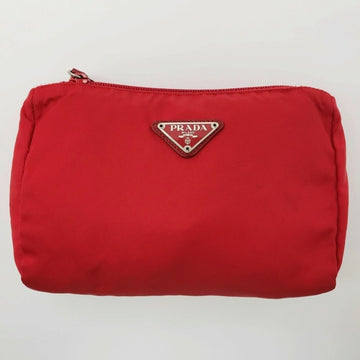 PRADA Pouch Cosmetic Accessory Case Nylon Red Travel Business Women's Men's Unisex