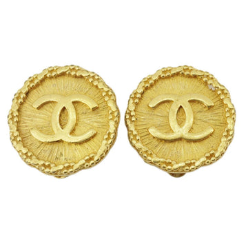 CHANEL earrings vintage here mark round shape circle GP plated gold 94P ladies