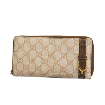 GUCCIAuth  GG Supreme Bifold Long Wallet Gold Hardware 309758 Women's Beige