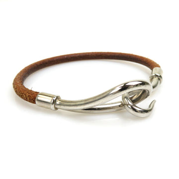 HERMES Bracelet Jumbo Leather/Metal Brown/Silver Unisex e55835g