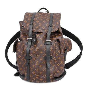 LOUIS VUITTON Rucksack Monogram Macassar Christopher MM M43735 Brown Black Men's