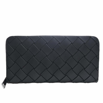 BOTTEGA VENETA Intrecciato Leather Round Long Wallet 593217 Black Men's