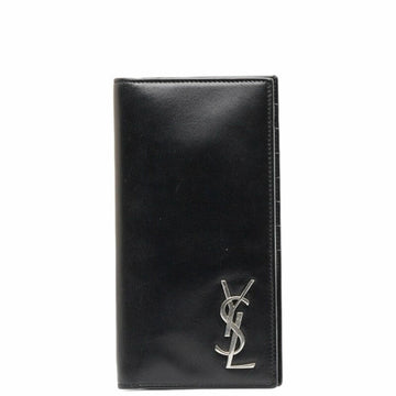 SAINT LAURENT YSL Hardware Long Wallet 529981 Black Leather Men's