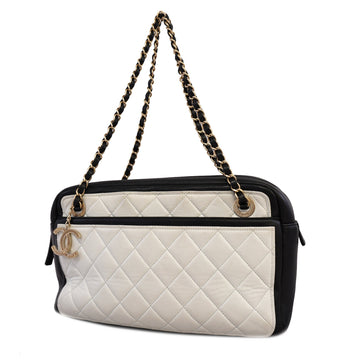 Chanel Matelasse Chain Shoulder Women's Leather Shoulder Bag Black,White