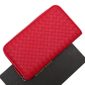 BOTTEGA VENETA round wallet intrecciato red leather