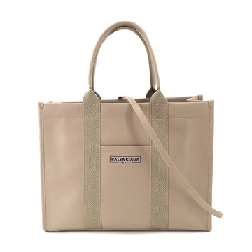 BALENCIAGA hardware 2way tote shoulder bag leather canvas beige 671400 Hardware Bag